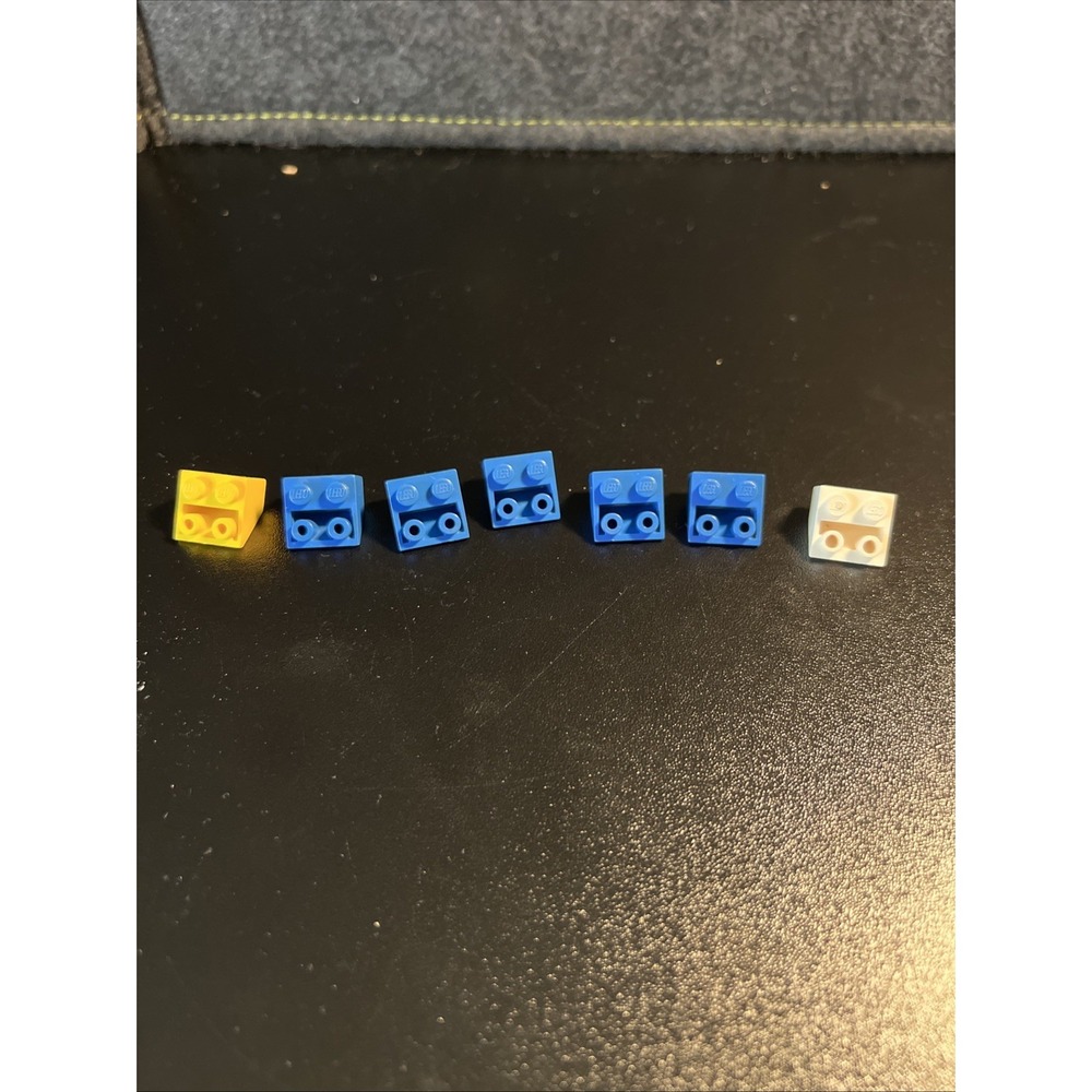 VTG Lego Brick 2 x 2 Inverted 45 Slope 3660 Yellow,‎ Blue, White ***Lot of 7***